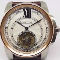 Replica Cartier Cal Two-Tone Brown Strap Tourb Replica