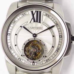 Cartier Calibre steel white dial tourbillon