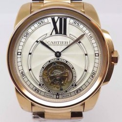 Cartier Calibre rose gold white tourbillon