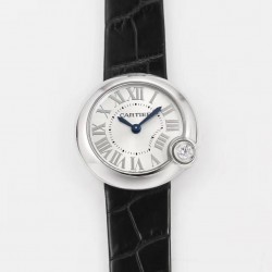 V6F Ballon Blanc 30mm steel silver dial black strap