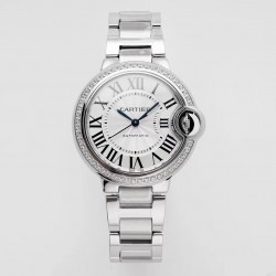 AF Ballon Bleu 33mm diamond silver dial polished bracelet