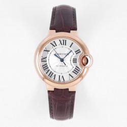 AF Ballon Bleu 33mm rose gold silver dial brown strap NH05A